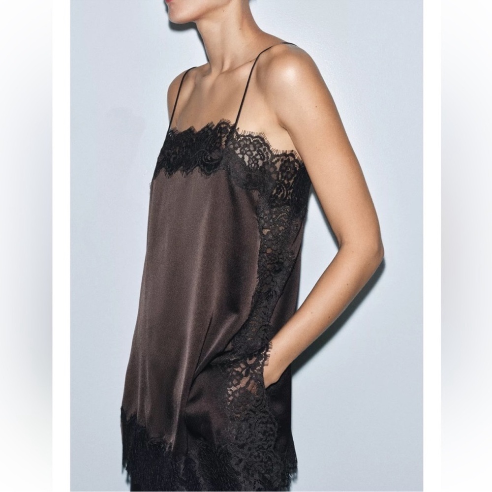 ZARA SATIN EFFECT LACE TOP ZW COLLECTION - Picture 14 of 16